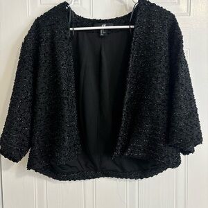 H&M Black Textured Open-Front Women's Sweater Jacket